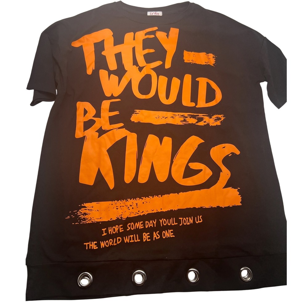La' Ros Graphic Dress They Would Be Kings Black‎ Oranger Women's Size L